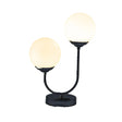 Modern Black Desk Lamp With Opal Glass Shade - 2 Heads Bedroom Table Light