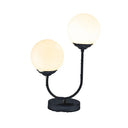 Modern Black Desk Lamp With Opal Glass Shade - 2 Heads Bedroom Table Light
