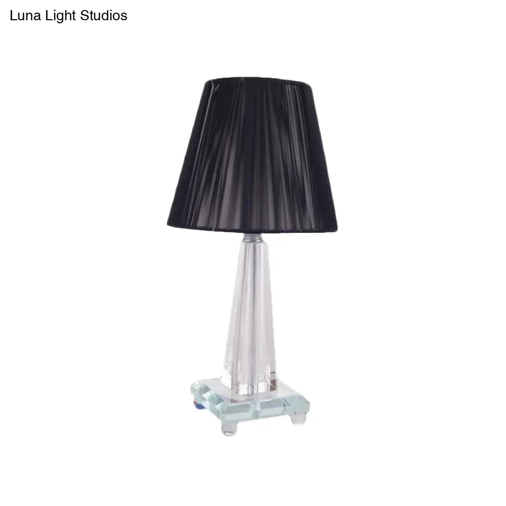 Modern Black Desk Lamp With Wide Flare Fabric Shade