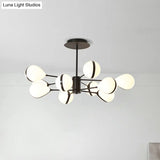 Modern Black Droplet Shade Ceiling Hang Light Chandelier | Cream Glass 6/8/10 Heads Warm/White