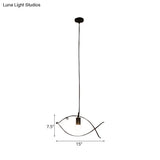 Modern Black Fish-Shaped Metal Pendant Ceiling Light For Dining Room