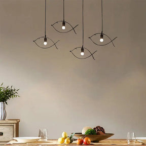 Modern Black Fish-Shaped Metal Pendant Ceiling Light For Dining Room / B