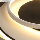 Modern Black Flush Ceiling Lighting Fixture - 18’/21.5’ Round Acrylic Led Light In Warm/White