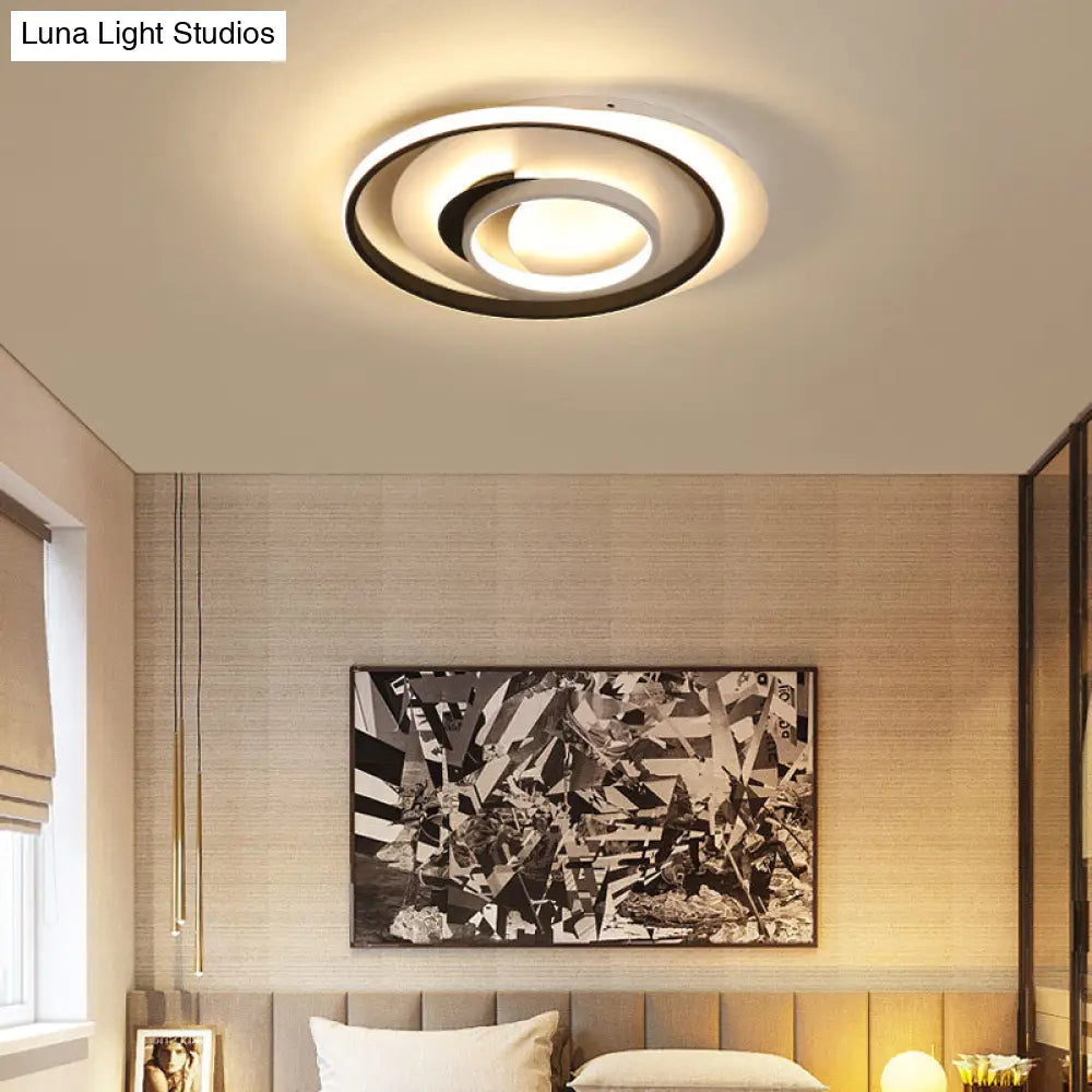 Modern Black Flush Ceiling Lighting Fixture - 18’/21.5’ Round Acrylic Led Light In Warm/White