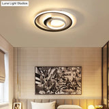 Modern Black Flush Ceiling Lighting Fixture - 18’/21.5’ Round Acrylic Led Light In Warm/White