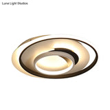 Modern Black Flush Ceiling Lighting Fixture - 18’/21.5’ Round Acrylic Led Light In Warm/White