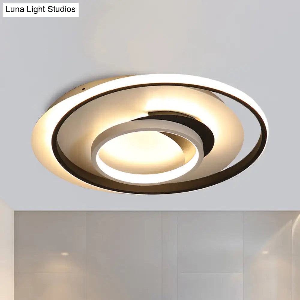 Modern Black Flush Ceiling Lighting Fixture - 18’/21.5’ Round Acrylic Led Light In Warm/White