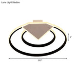 Modern Black Flush Mount Ceiling Light: Double Ring Led Indoor Lighting - Warm/White Light