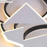 Modern Black Flush Mount Ceiling Light: Double Ring Led Indoor Lighting - Warm/White Light