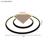 Modern Black Flush Mount Ceiling Light: Double Ring Led Indoor Lighting - Warm/White Light
