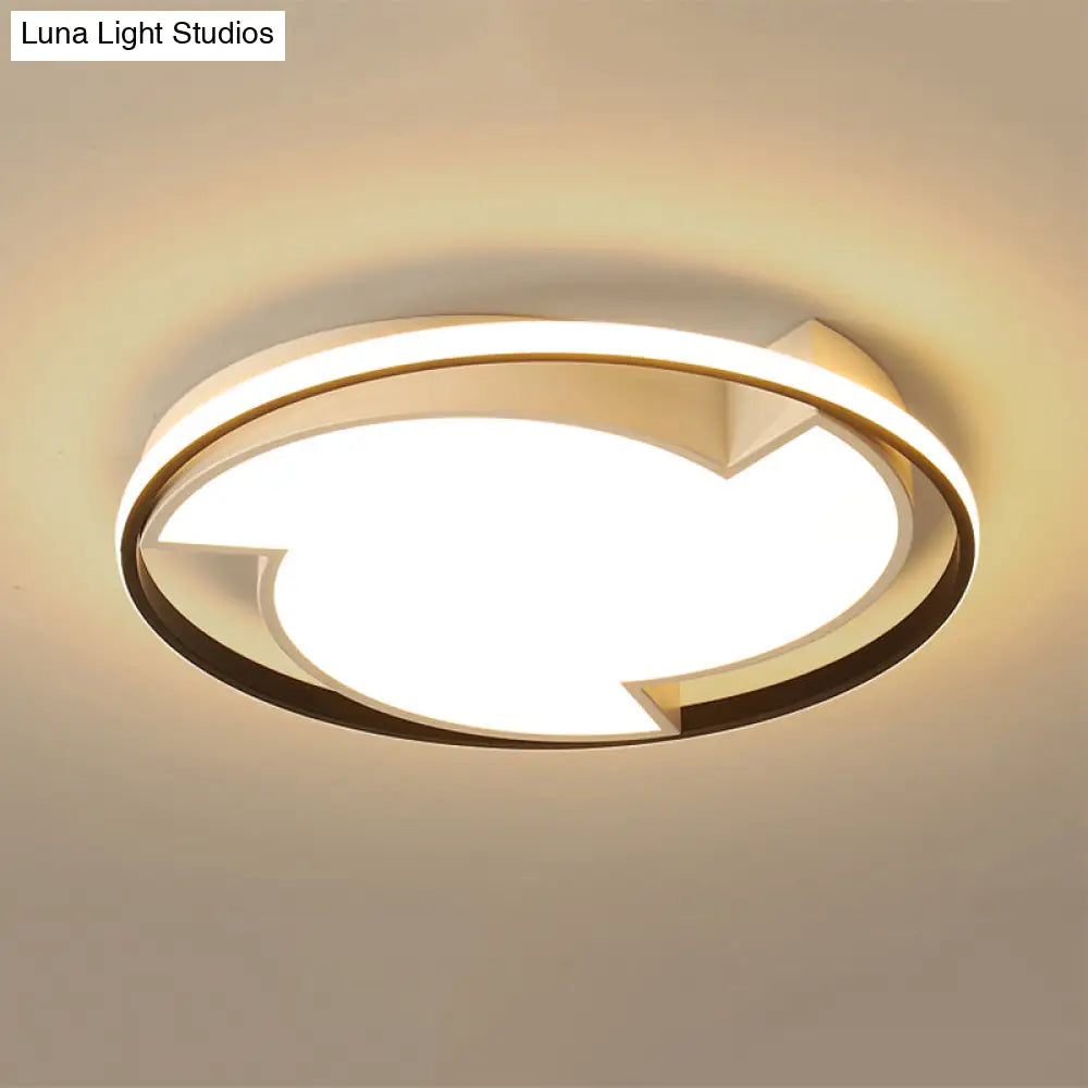 Modern Black Flush Mount Ceiling Light - Windmill Design With Acrylic Led Warm/White