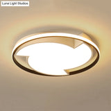 Modern Black Flush Mount Ceiling Light - Windmill Design With Acrylic Led Warm/White