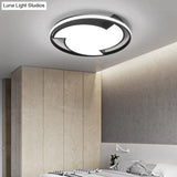 Modern Black Flush Mount Ceiling Light - Windmill Design With Acrylic Led Warm/White
