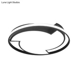 Modern Black Flush Mount Ceiling Light - Windmill Design With Acrylic Led Warm/White