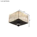 Modern Black Flush Mount Ceiling Light With Dual Heads Clear Crystal Shades For Corridors