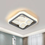 Modern Black Flush Mount Led Light Fixture With Acrylic Square Design