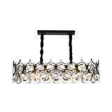 Modern Black Geometric Chandelier With Beveled Crystal Pendant Light For Living Room / Large