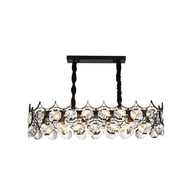 Modern Black Geometric Chandelier With Beveled Crystal Pendant Light For Living Room / Small