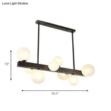 Modern Black Glass Bubble Linear Pendant Light With 8 Lights For Dining Room And Kitchen Island