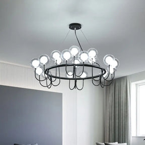 Modern Black Glass Led Chandelier For Living Room - Hanging Ceiling Lamp