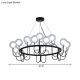 Modern Black Glass Led Chandelier For Living Room - Hanging Ceiling Lamp