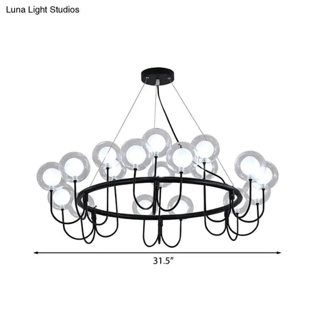 Modern Black Glass Led Chandelier For Living Room - Hanging Ceiling Lamp