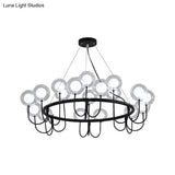 Modern Black Glass Led Chandelier For Living Room - Hanging Ceiling Lamp