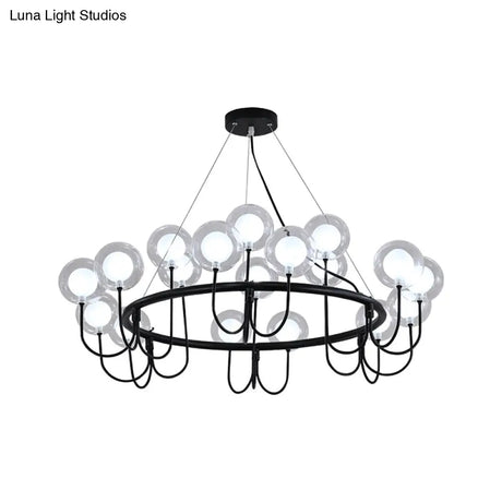 Modern Black Glass Led Chandelier For Living Room - Hanging Ceiling Lamp