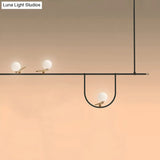 Modern Black Glass Sphere Island Chandelier Light Fixture With Cream Accents - Ceiling Mounted
