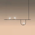 Modern Black Glass Sphere Island Chandelier Light Fixture With Cream Accents - Ceiling Mounted
