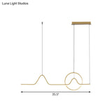Modern Black/Gold Aluminum Linear Led Island Lighting With Sun And Mountain Design - Warm/White