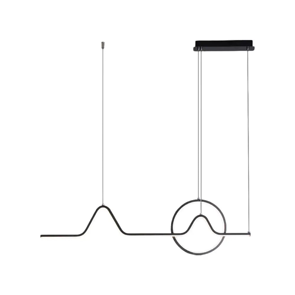 Modern Black/Gold Aluminum Linear Led Island Lighting With Sun And Mountain Design - Warm/White