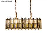 Modern Black-Gold Crystal Inlaid Pendant Light - 8-Light Oblong Shape Ideal For Island Hanging