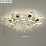 Modern Black-Gold Floral Flush Mount Led Ceiling Light For Sitting Room
