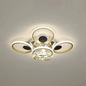 Modern Black-Gold Floral Flush Mount Led Ceiling Light For Sitting Room / 23.5 Natural