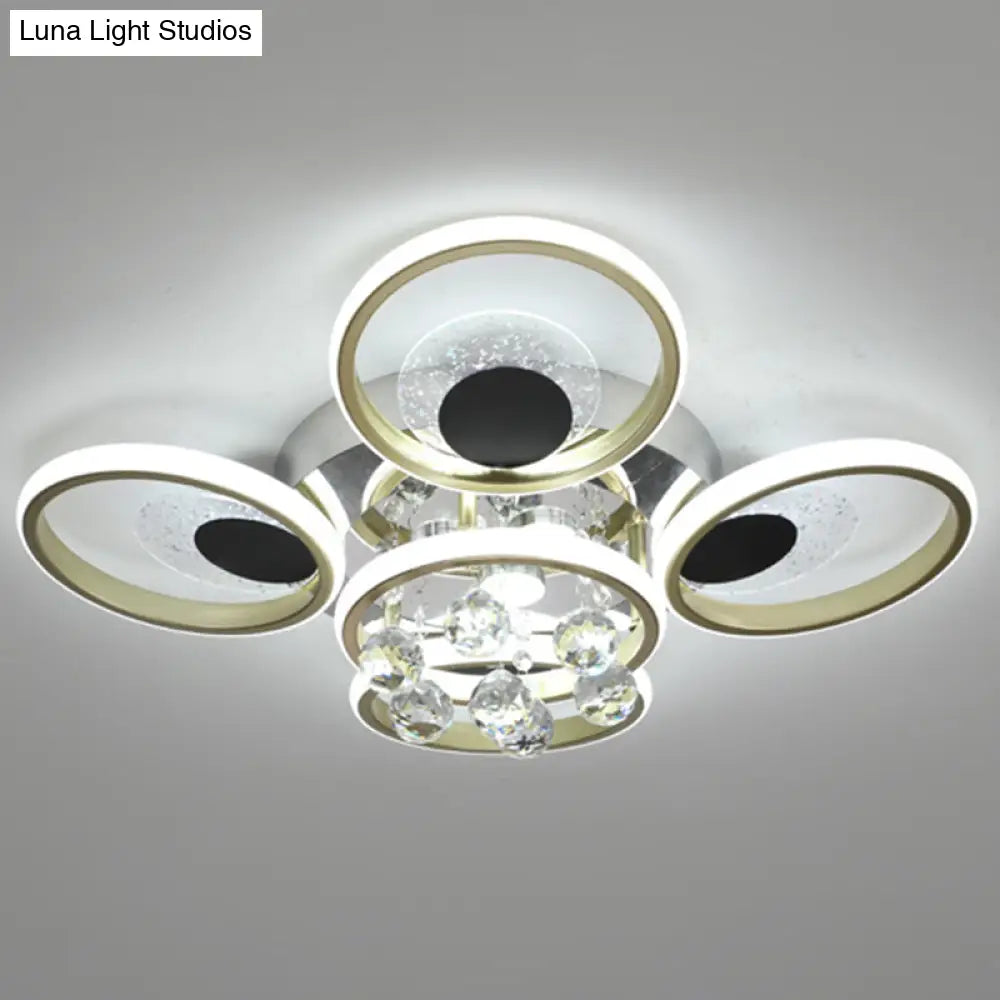 Modern Black-Gold Floral Flush Mount Led Ceiling Light For Sitting Room