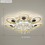 Modern Black-Gold Floral Flush Mount Led Ceiling Light For Sitting Room