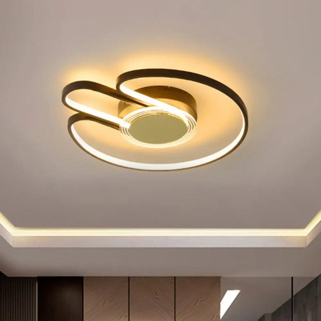 Modern Black/Gold Geometric Frame Flushmount - 16/19.5 Led Metal Flush Mounted Lighting