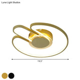 Modern Black/Gold Geometric Frame Flushmount - 16’/19.5’ Led Metal Flush Mounted Lighting