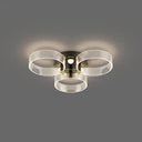 Modern Black - Gold Led Ceiling Light With Flower Design - Acrylic Round Semi Mount 3 / White