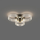 Modern Black - Gold Led Ceiling Light With Flower Design - Acrylic Round Semi Mount 3 / White