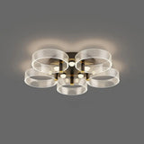 Modern Black - Gold Led Ceiling Light With Flower Design - Acrylic Round Semi Mount 5 / Warm
