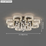 Modern Black - Gold Led Ceiling Light With Flower Design - Acrylic Round Semi Mount