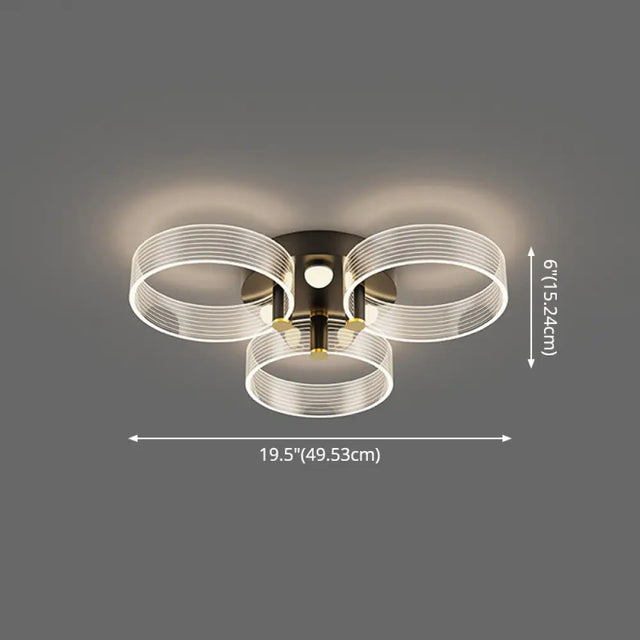 Modern Black-Gold Led Ceiling Light With Flower Design - Acrylic Round Semi Mount