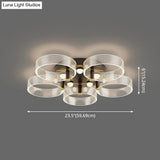 Modern Black - Gold Led Ceiling Light With Flower Design - Acrylic Round Semi Mount