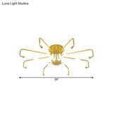 Modern Black/Gold Led Floral Frame Ceiling Lamp In Warm/White Light 24.5/39 Wide