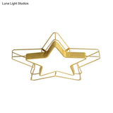 Modern Black/Gold Pentagram Flush Mount Led Ceiling Lamp For Bedrooms With Acrylic Cage Fixture