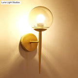 Modern Black/Gold Round Glass Wall Sconce For Bedroom Lighting
