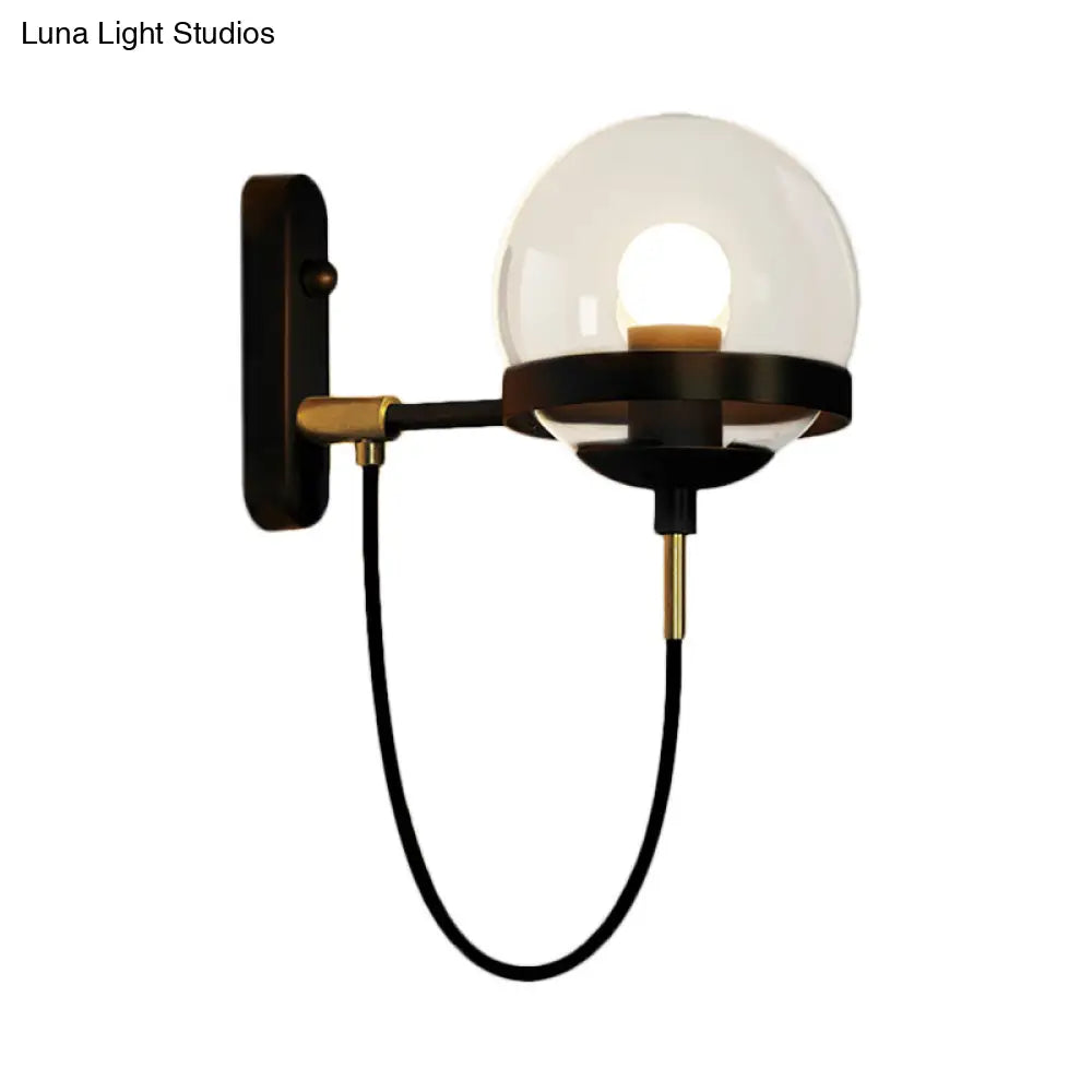 Modern Black/Gold Wall Sconce Light Fixture With Clear/Frosted Glass - Perfect For Living Rooms