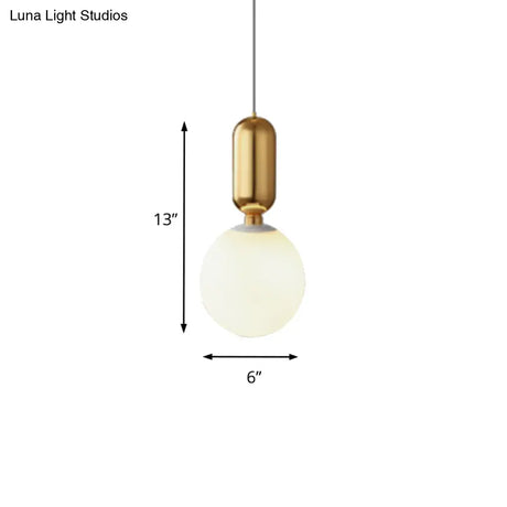 Modern Black/Gold/White Ball Pendant Light With Milky Glass Led - 1 6’/8’/12’ Wide Ceiling Fixture